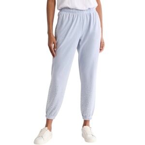 Wildfox Cloud Wash Emmy Sweatpants Blue Blizzard Studded Hem Size M